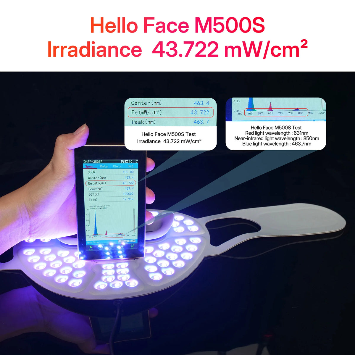 Hello Face M500S LED Red Light Therapy Mask 510K Near-Infrared Light Therapy Facial Mask Soft Wireless Portable PDT Device