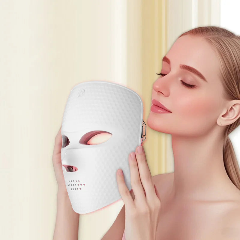 Red Light Therapy for Face-LED Face Mask Light Therapy with 3 Gears 2500mAh Battery Infrared Red Light Therapy Mask for Home