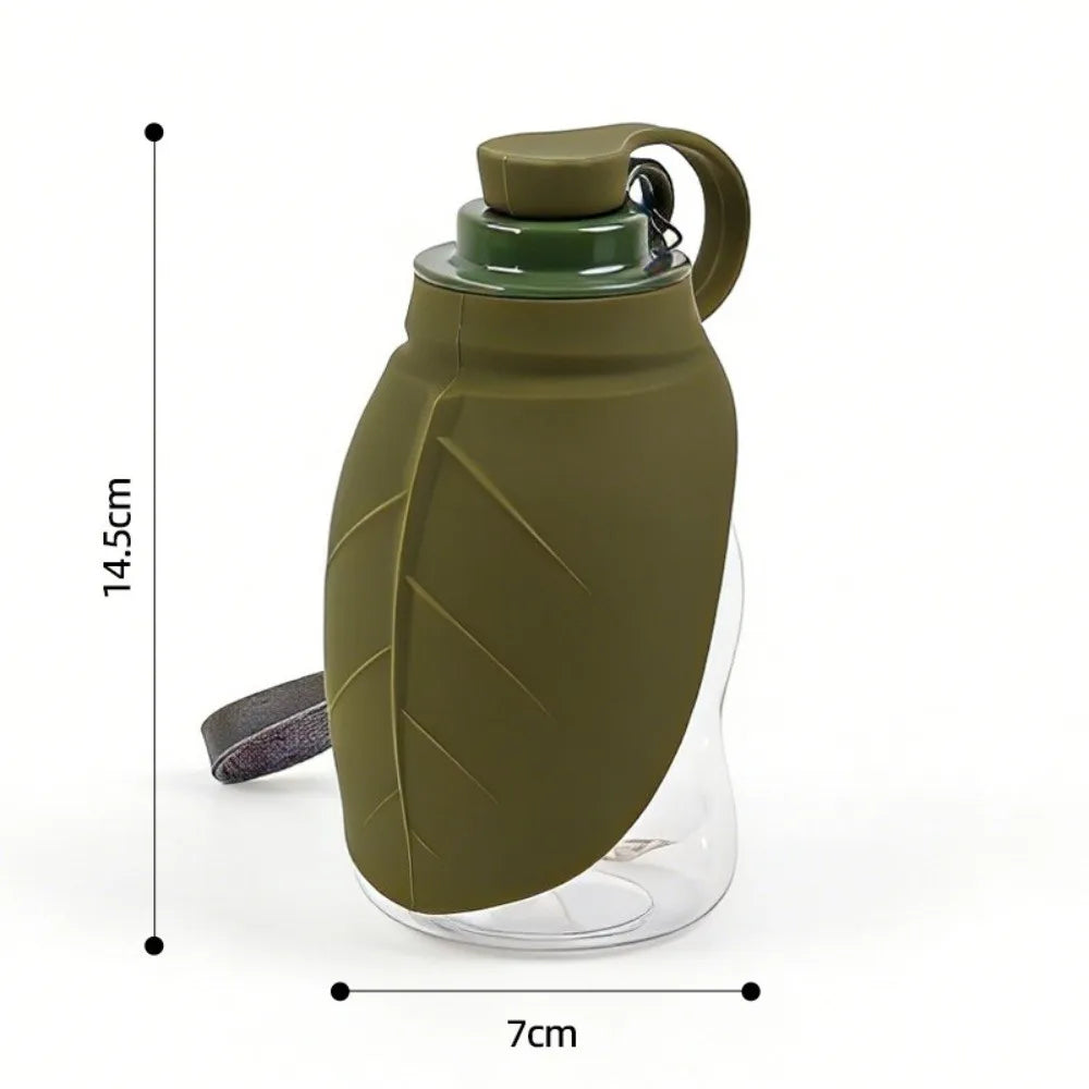 2-In-1 Leaf-shaped Pet Water Bottle 300ML Foldable Pet Water Dispenser with Lanyard Dog Outdoor Water Cup Pet Outdoor Activities