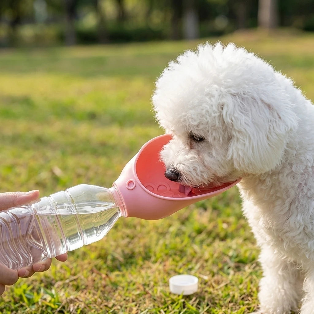 Portable Silicone Pet Water Bottle Outdoor Dog/Cat Travel Drinking Bowl Foldable Water Dispenser Interchangeable Bottle