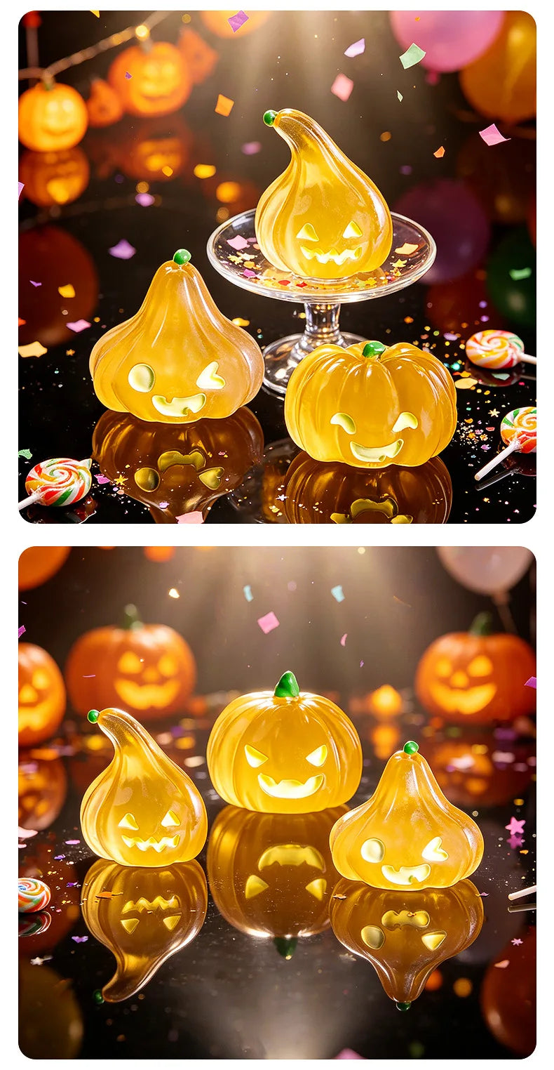 Halloween Luminous Pumpkin Decoration Cute DIY Expression Micro Landscape Small Desktop Ornaments Home Garden Figurines